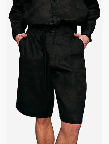 Short tailleur en mélange de lin avec ceinture giesto