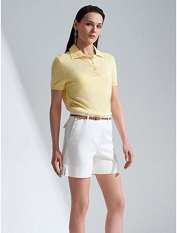 Short tailleur en popeline à taille haute et ceinture dilvin