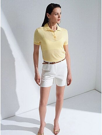 Short tailleur en popeline à taille haute et ceinture dilvin