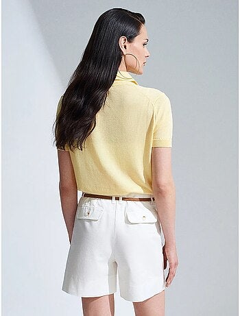 Short tailleur en popeline à taille haute et ceinture dilvin