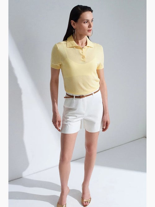 Short tailleur en popeline à taille haute et ceinture dilvin - Kiabi Short tailleur en popeline à taille haute et ceinture dilvin - Kiabi