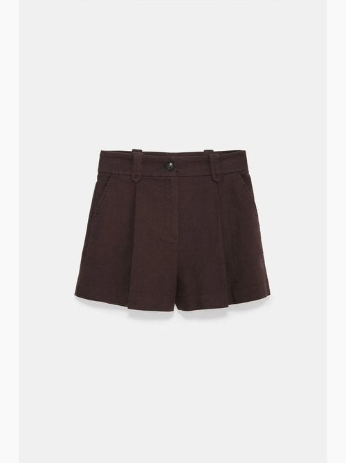 Short tailleur en popeline de coton à taille haute et ceinture dilvin - Kiabi Short tailleur en popeline de coton à taille haute et ceinture dilvin - Kiabi