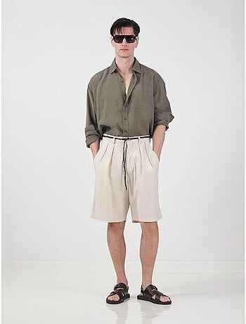 Short tailleur giesto à jambes larges et taille haute en tencel