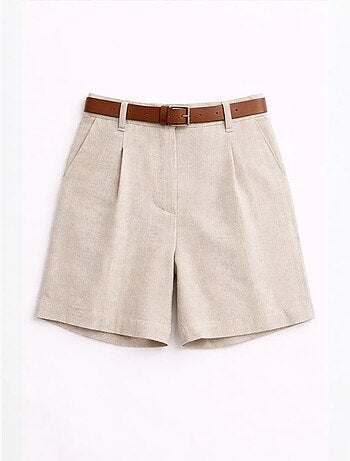 Short tailleur taille haute à jambes larges et ceinture mixray
