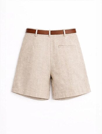 Short tailleur taille haute à jambes larges et ceinture mixray