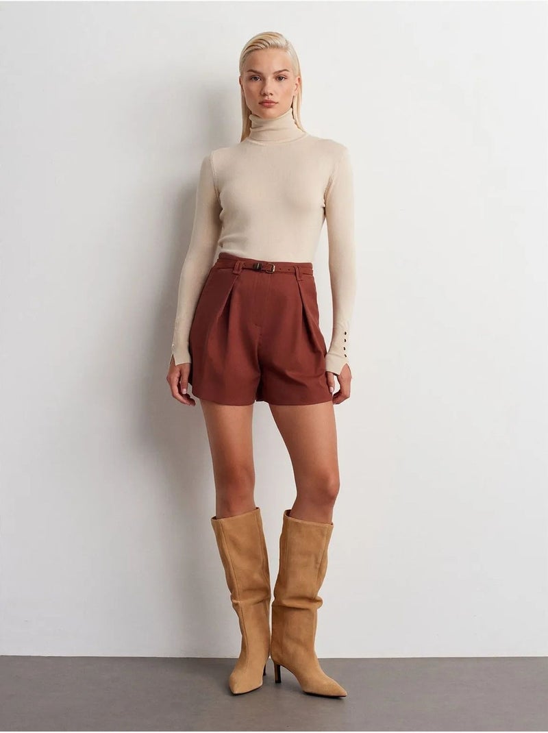 Short tailleur taille haute avec ceinture dilvin Terracotta - Kiabi