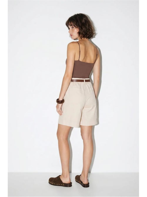 Short tailleur taille haute avec ceinture lucci - Kiabi