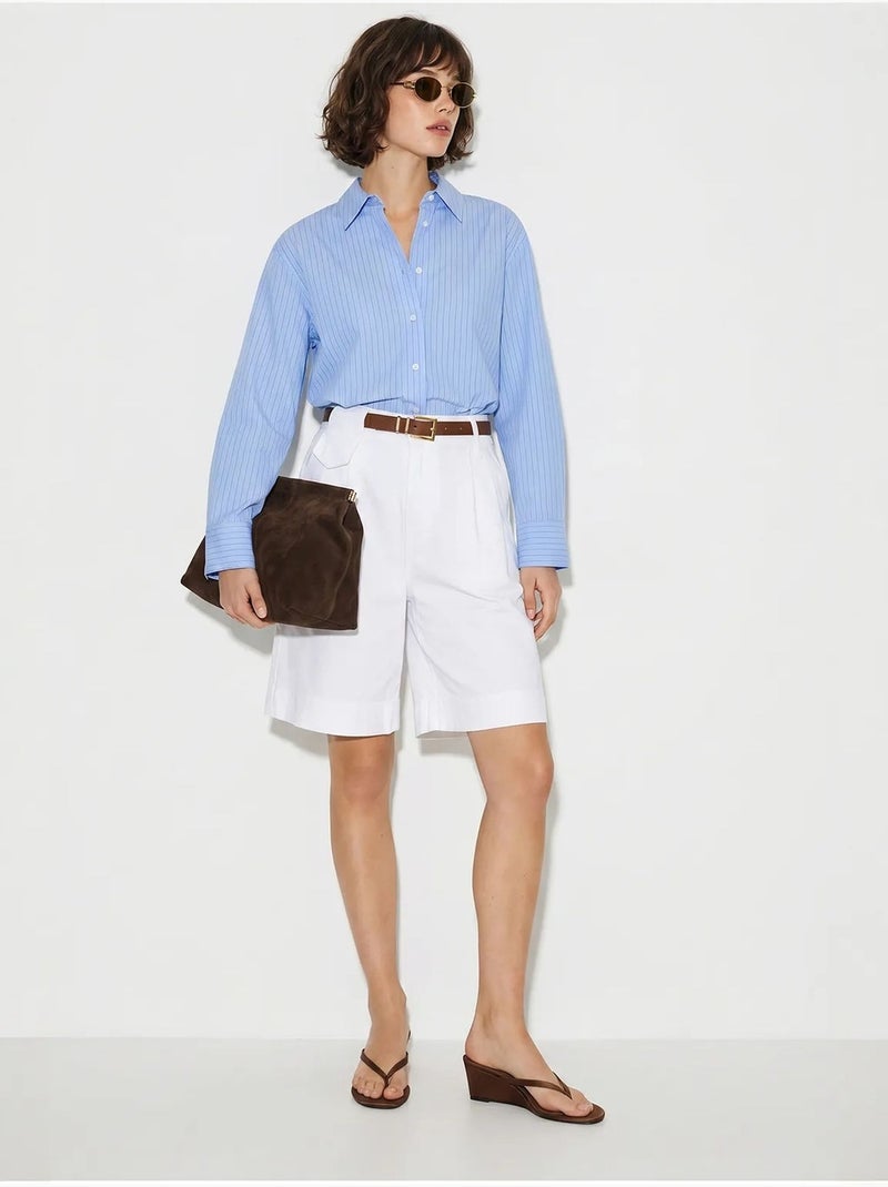 Short tailleur taille haute avec ceinture lucci Blanc - Kiabi