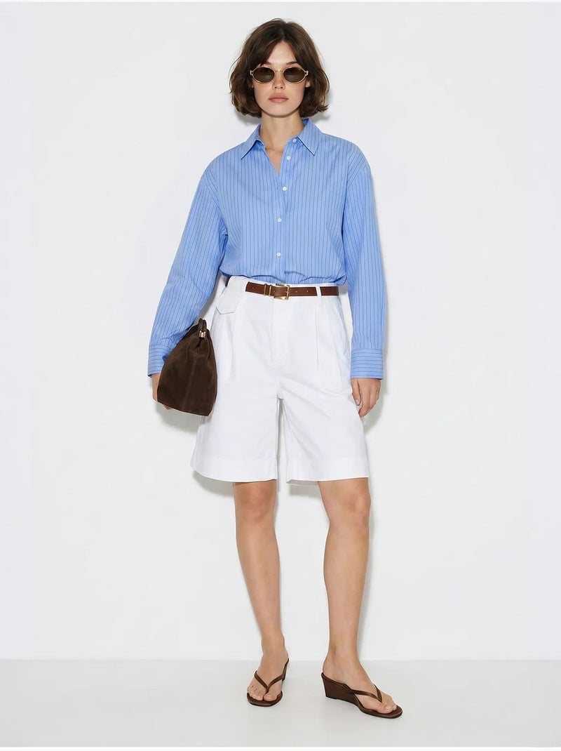 Short tailleur taille haute avec ceinture lucci Blanc - Kiabi
