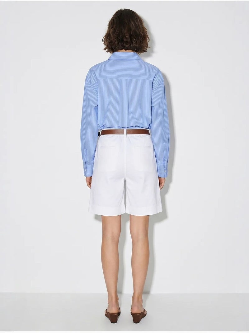 Short tailleur taille haute avec ceinture lucci Blanc - Kiabi