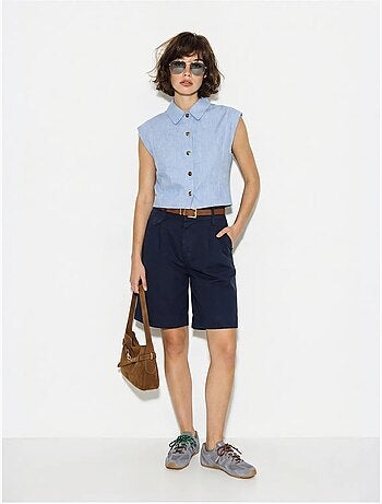 Short tailleur taille haute avec ceinture lucci