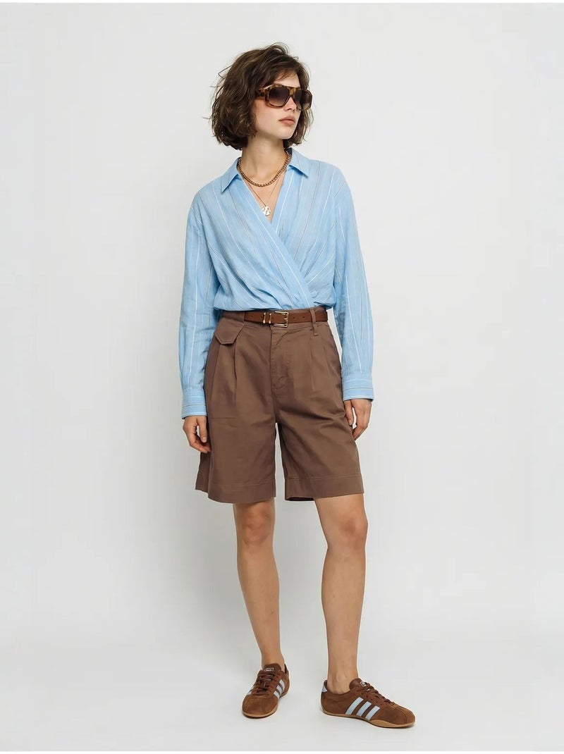 Short tailleur taille haute avec ceinture lucci Marron - Kiabi