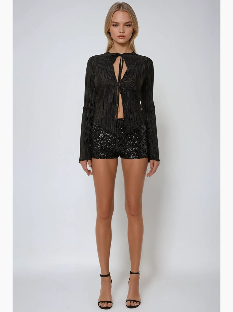 Short texturé à paillettes hiccup Noir - Kiabi
