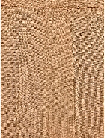 Short tissé plissé taille haute
