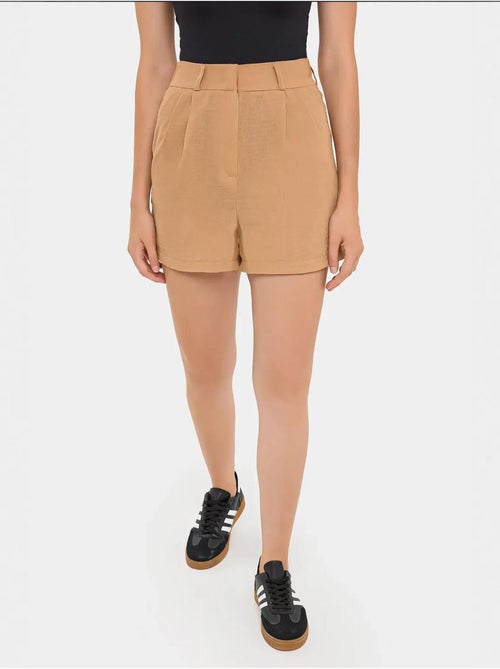 Short tissé plissé taille haute - Kiabi Short tissé plissé taille haute - Kiabi