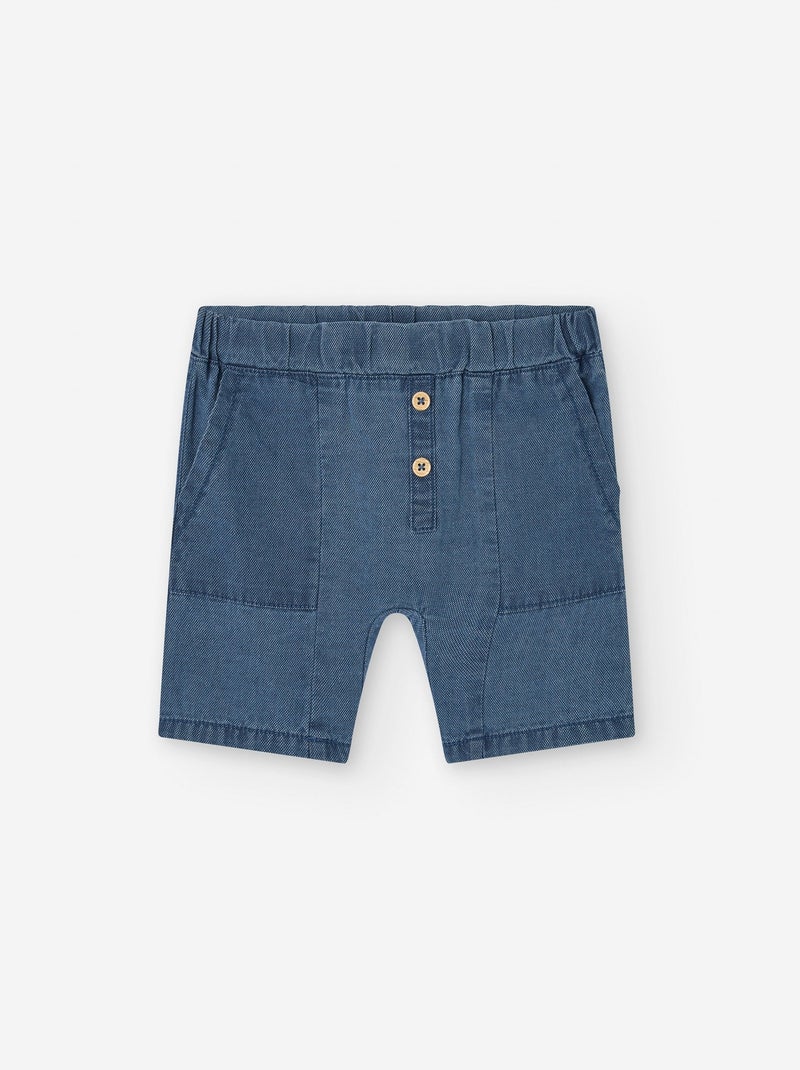 Short Tissu Dobby Bleu - Kiabi