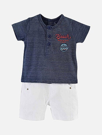 SHORT TOILE BLANC ET T-SHIRT