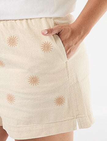 Short undyed avec broderies soleil