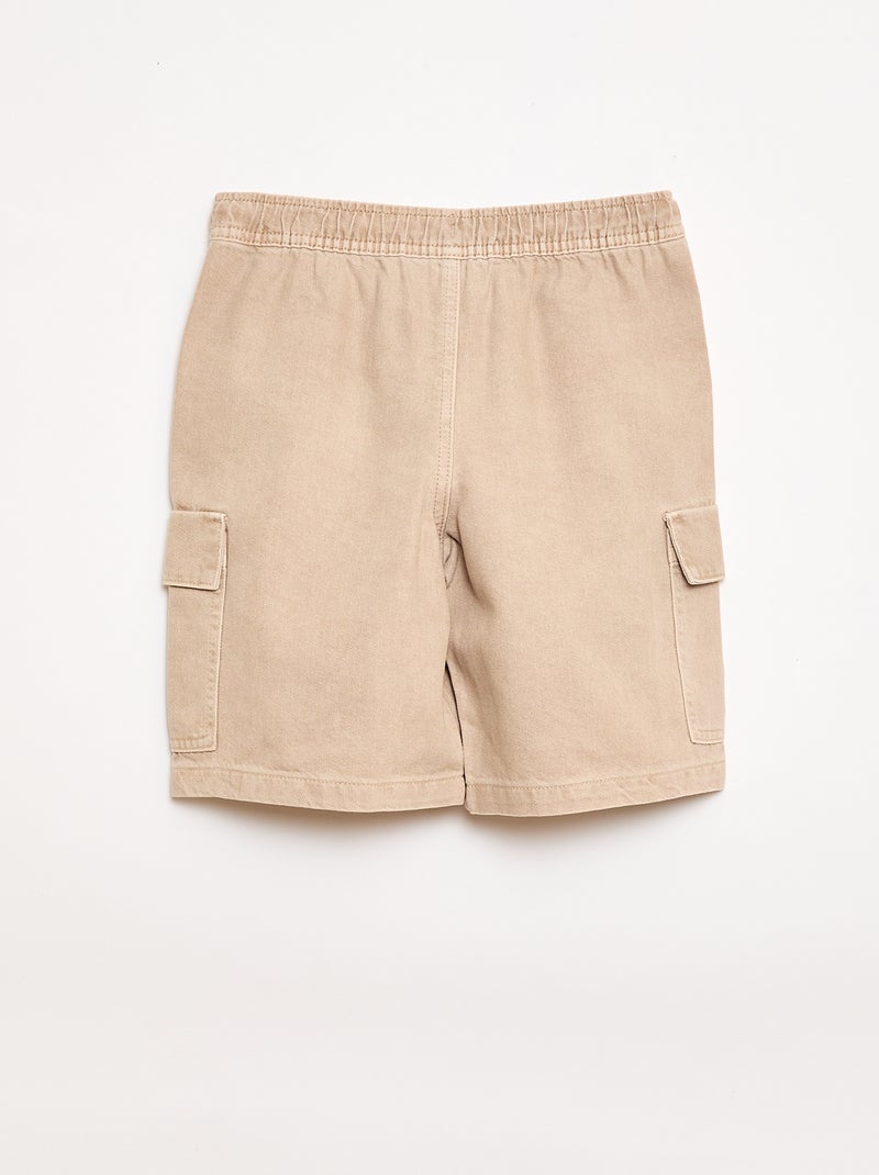 Short uni à cordon en coton Beige - Kiabi