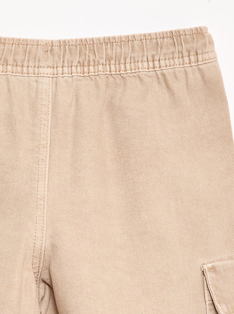 Short uni à cordon en coton Beige - Kiabi