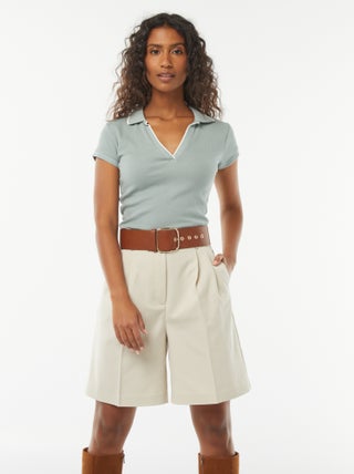 Short uni à taille haute