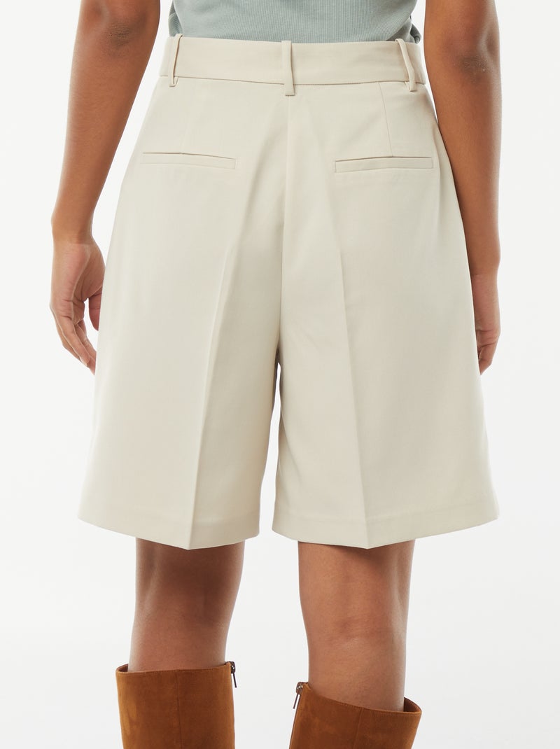 Short uni à taille haute Gris - Kiabi