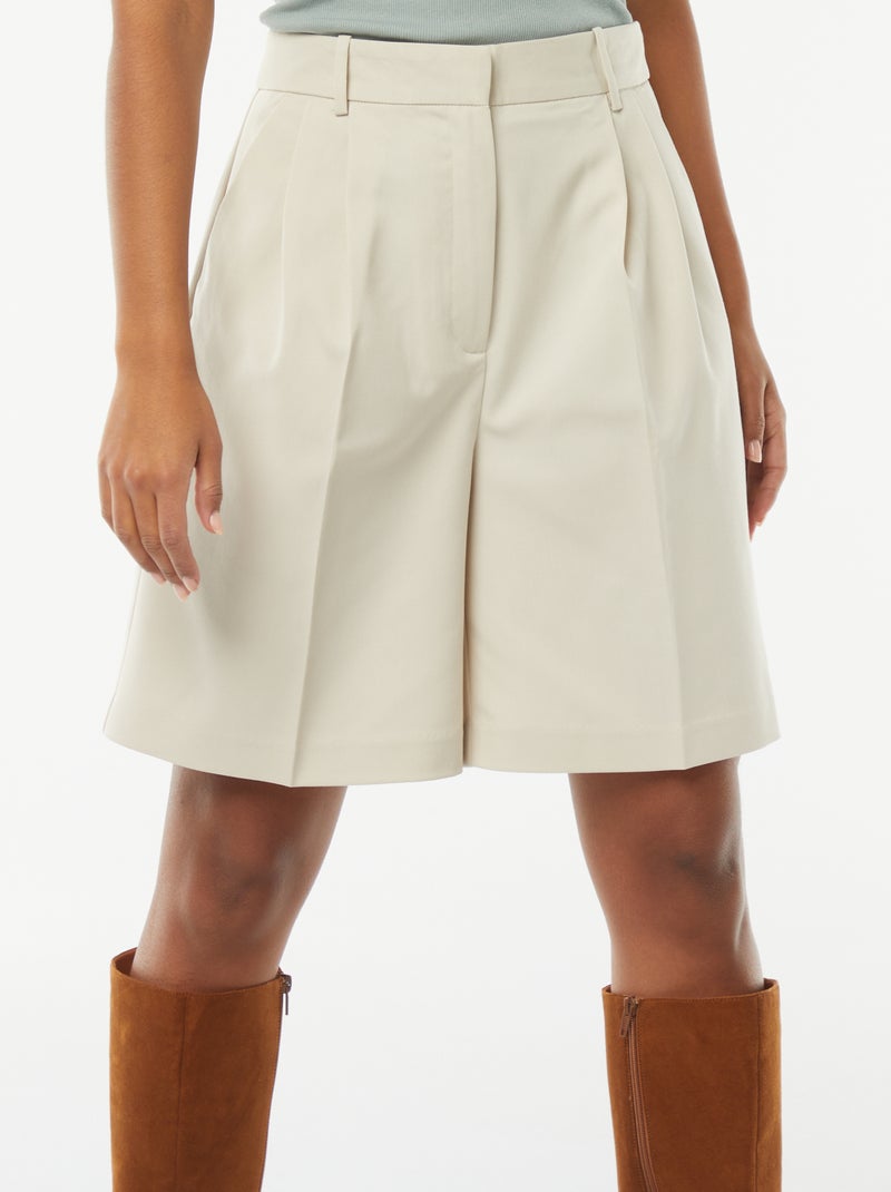 Short uni à taille haute Gris - Kiabi