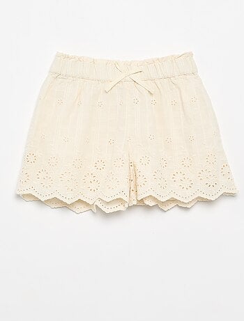 Short uni avec broderies anglaises