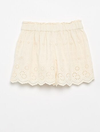 Short uni avec broderies anglaises
