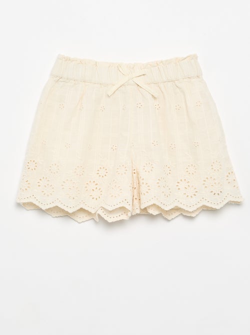 Short uni avec broderies anglaises - Kiabi