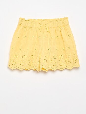 Short uni avec broderies anglaises