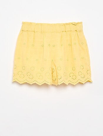 Short uni avec broderies anglaises