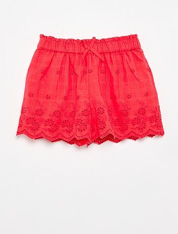 Short uni avec broderies anglaises