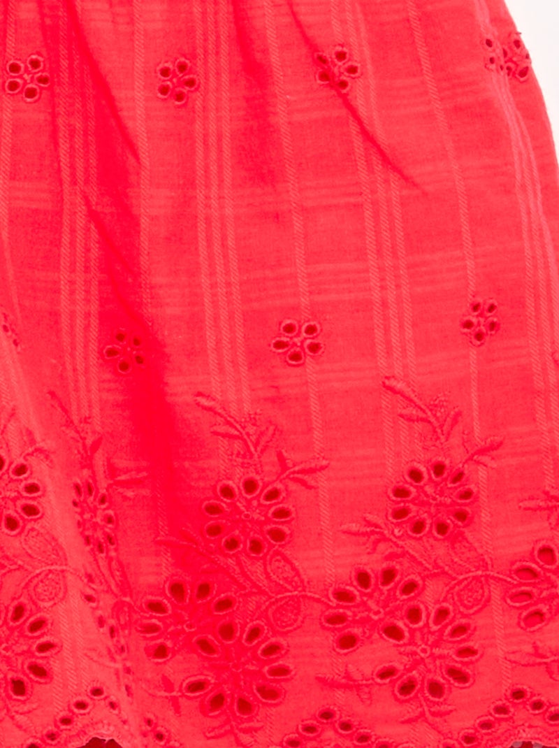 Short uni avec broderies anglaises Rouge - Kiabi