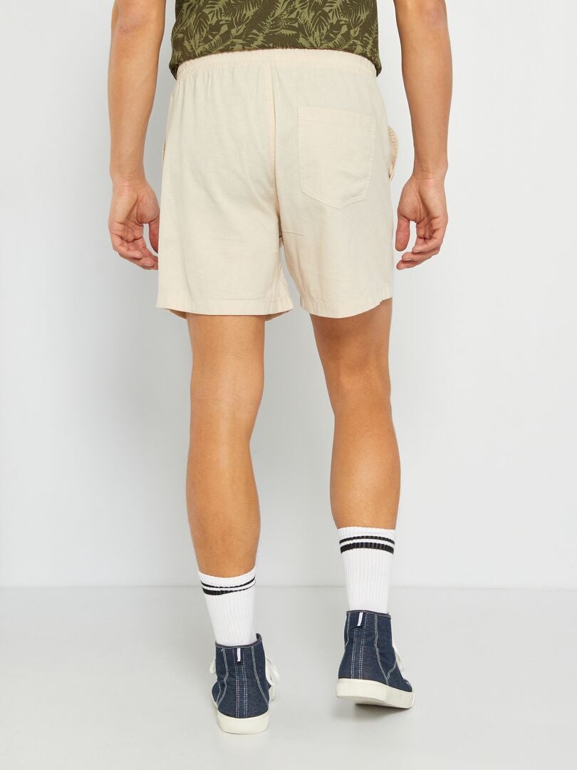 Short uni avec lin 'Produkt' beige - Kiabi