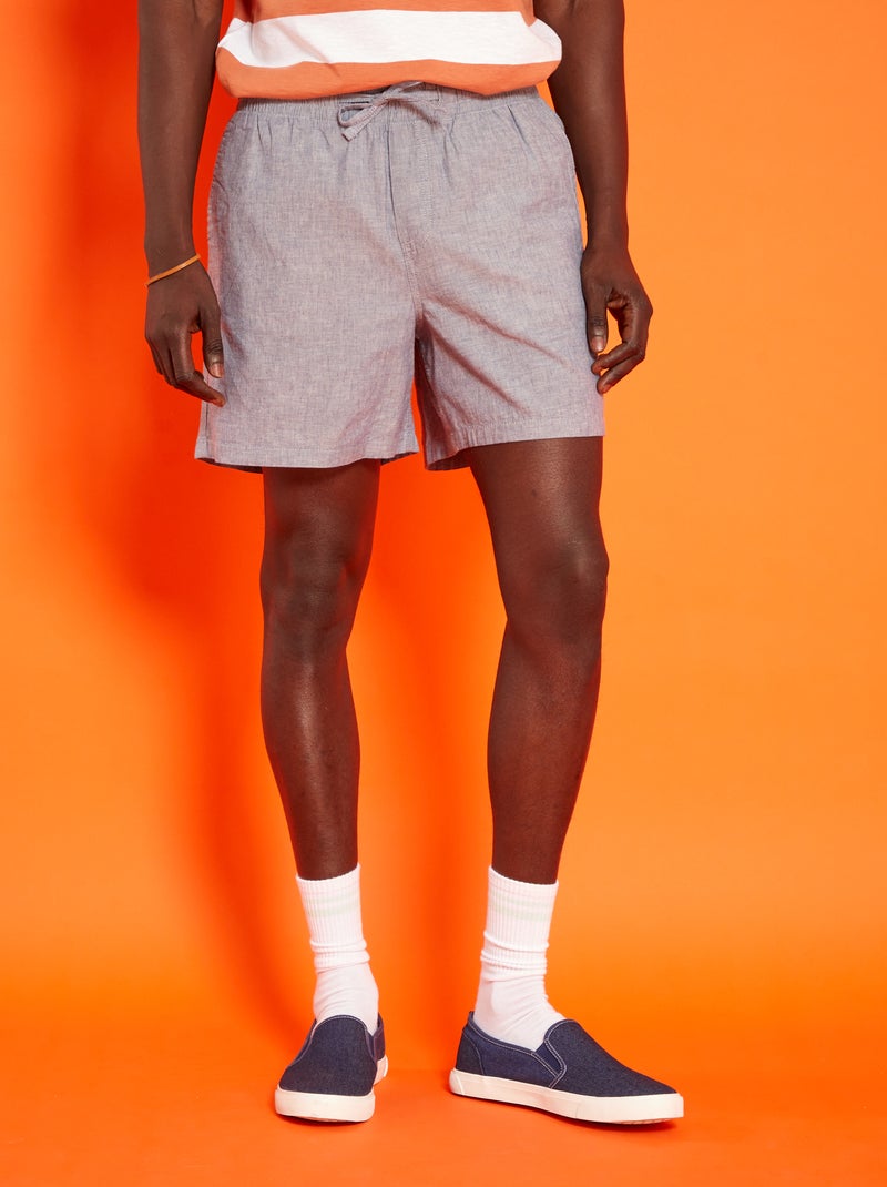 Short uni avec lin 'Produkt' denim - Kiabi
