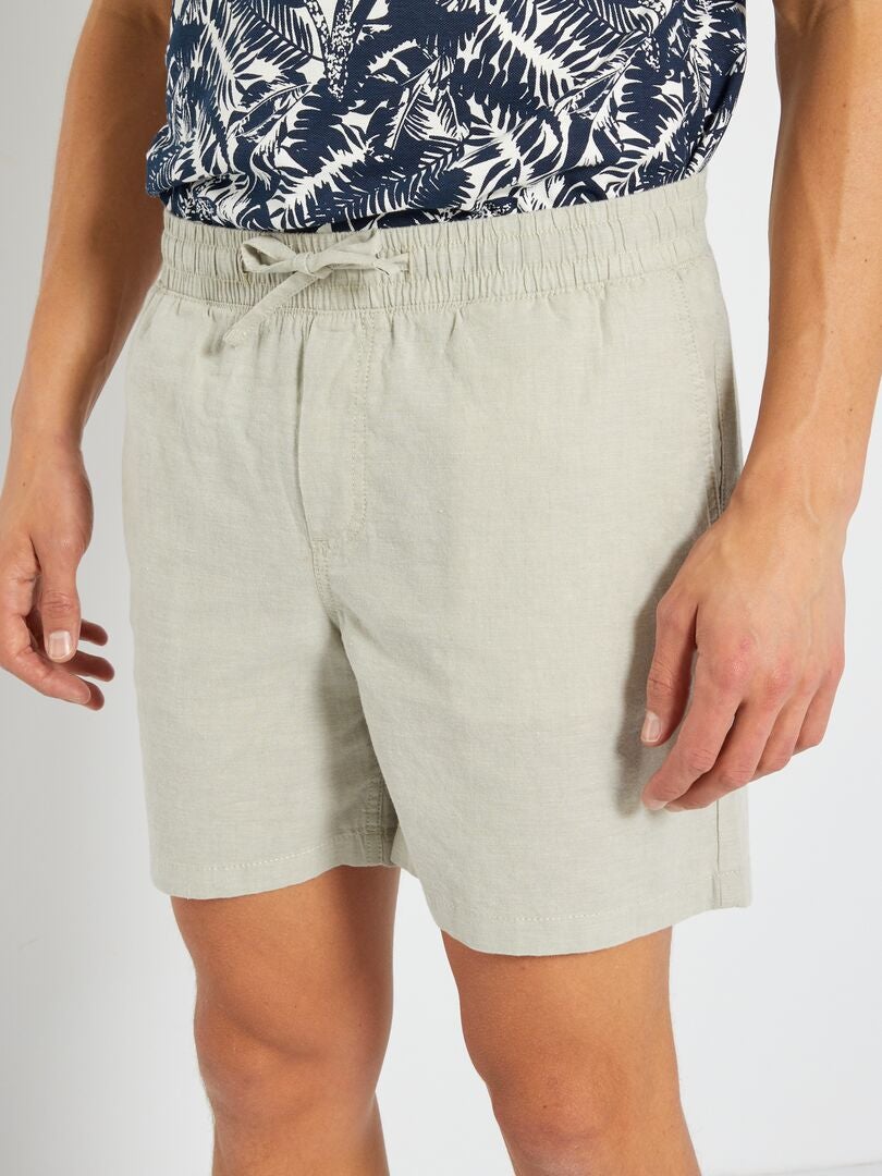 Short uni avec lin 'Produkt' gris - Kiabi