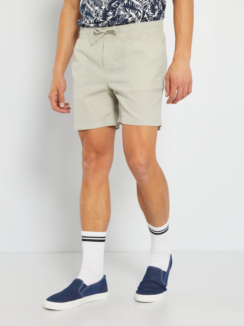 Short uni avec lin 'Produkt' gris - Kiabi