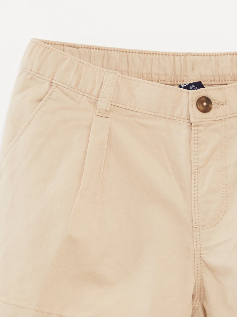 Short uni avec taille ajustable BEIGE - Kiabi