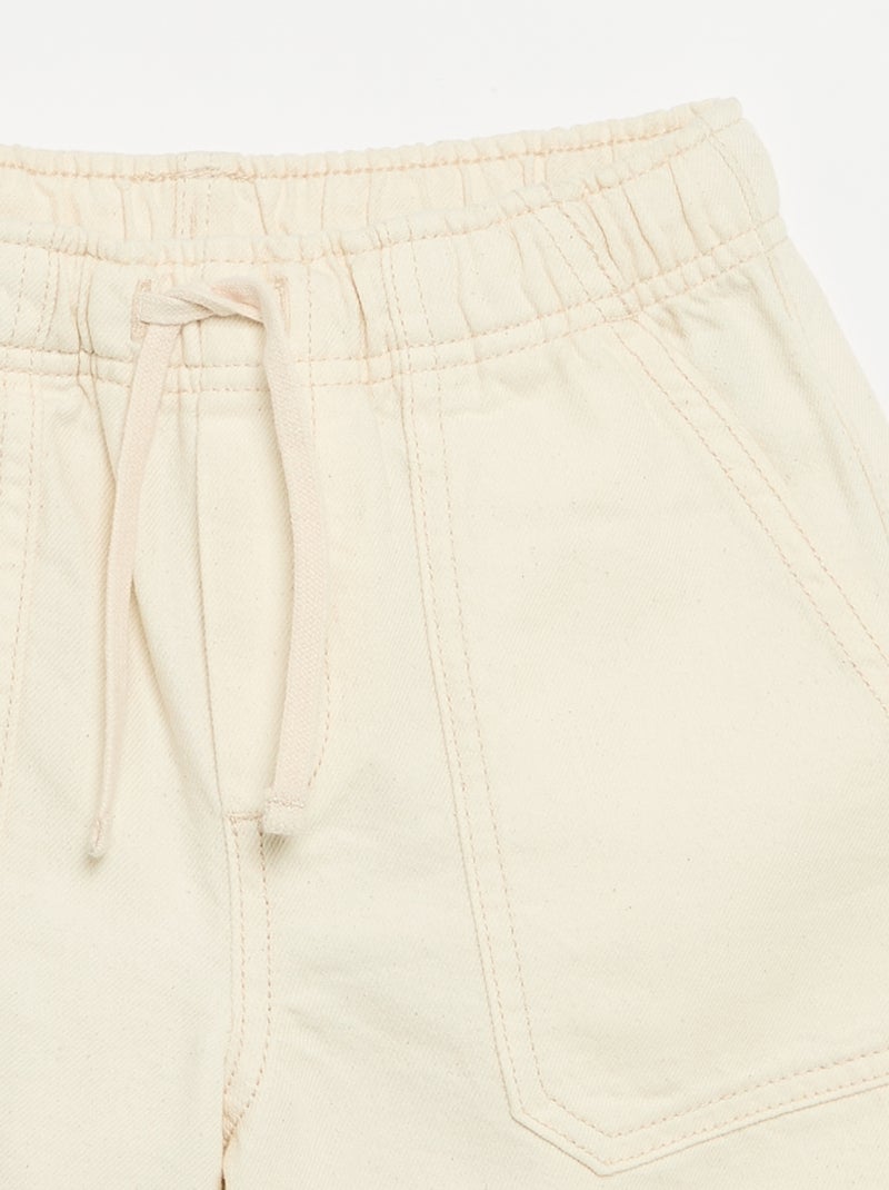Short uni avec taille élastiquée Ecru - Kiabi