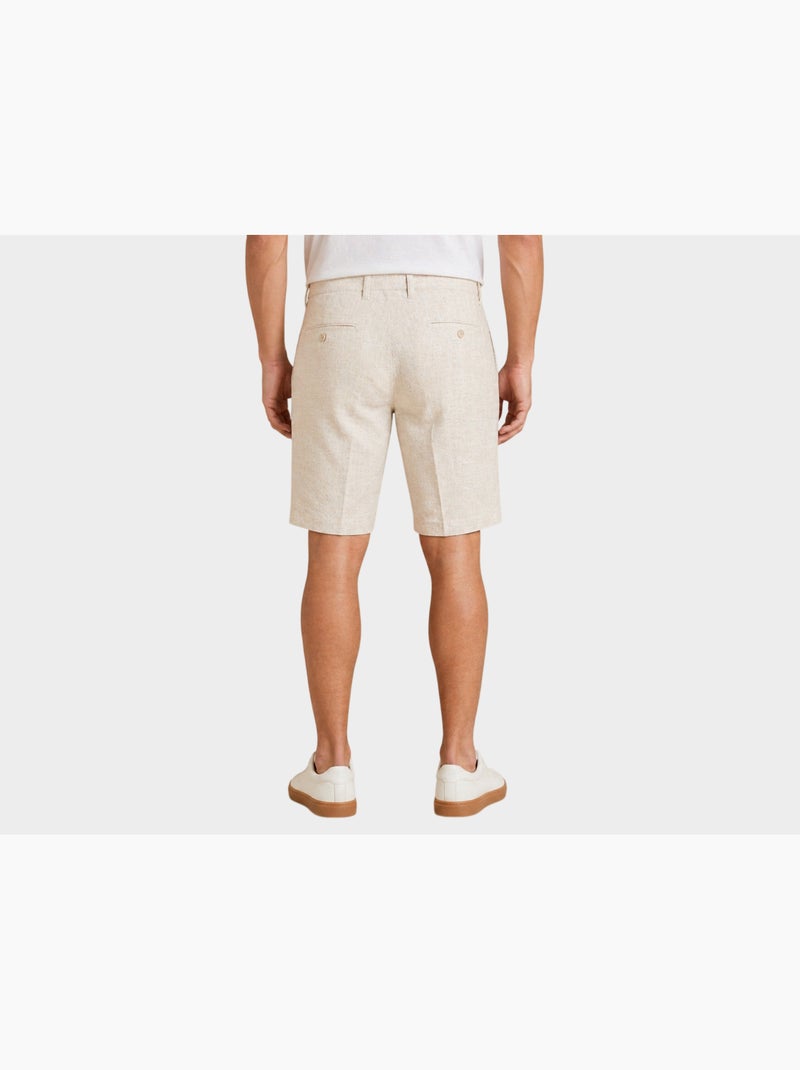 Short uni coton, lin et polyester Beige - Kiabi