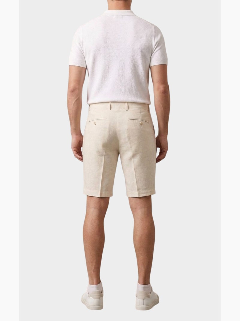 Short uni coton, lin et polyester Beige - Kiabi
