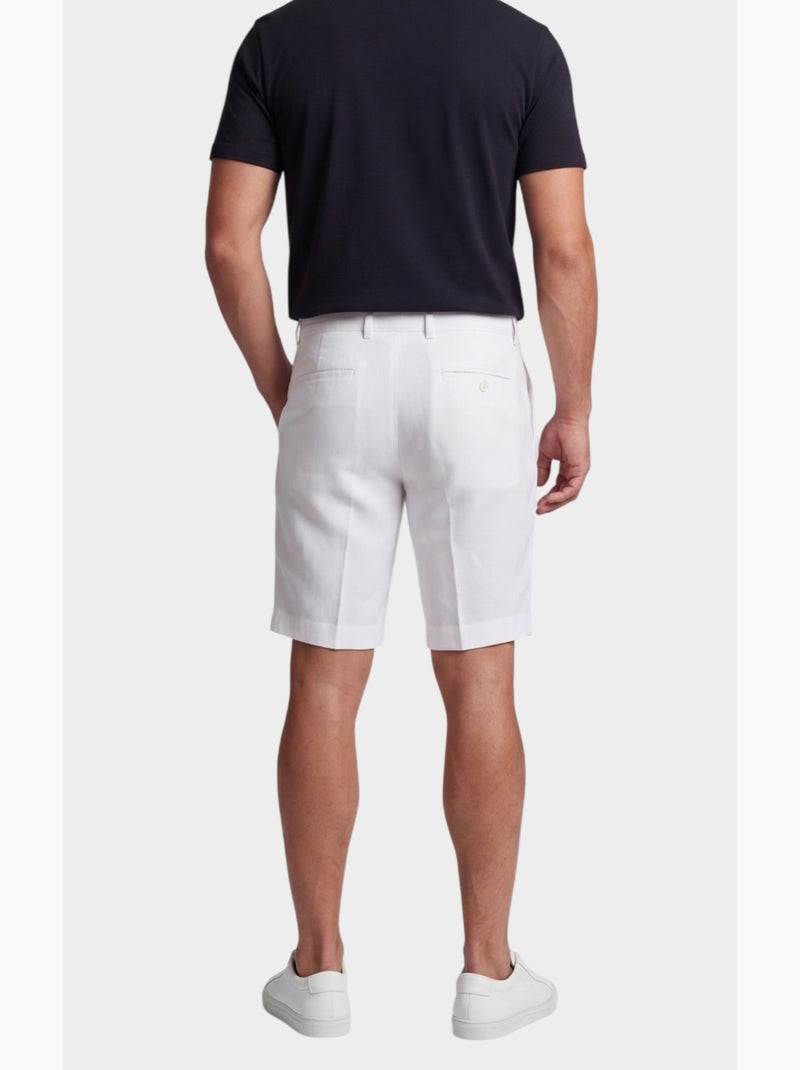 Short uni coton, lin et polyester Blanc - Kiabi