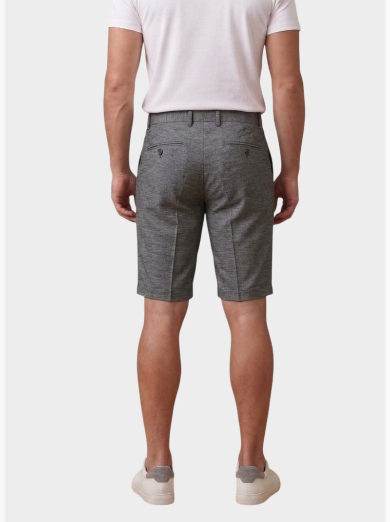 Short uni coton, lin et polyester gris anthracite - Kiabi