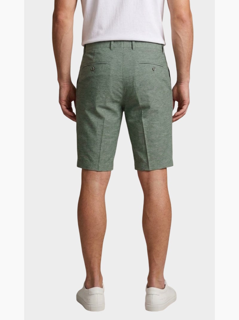 Short uni coton, lin et polyester Kaki - Kiabi