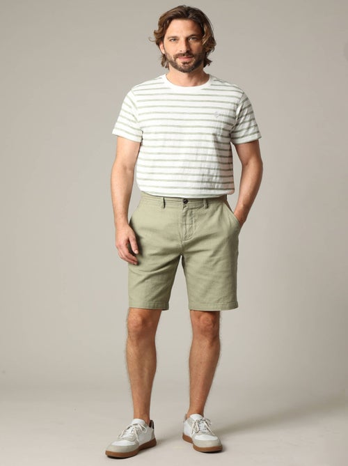 Short uni en coton avec braguette à fermeture à glissière 'Deeluxe' - Kiabi