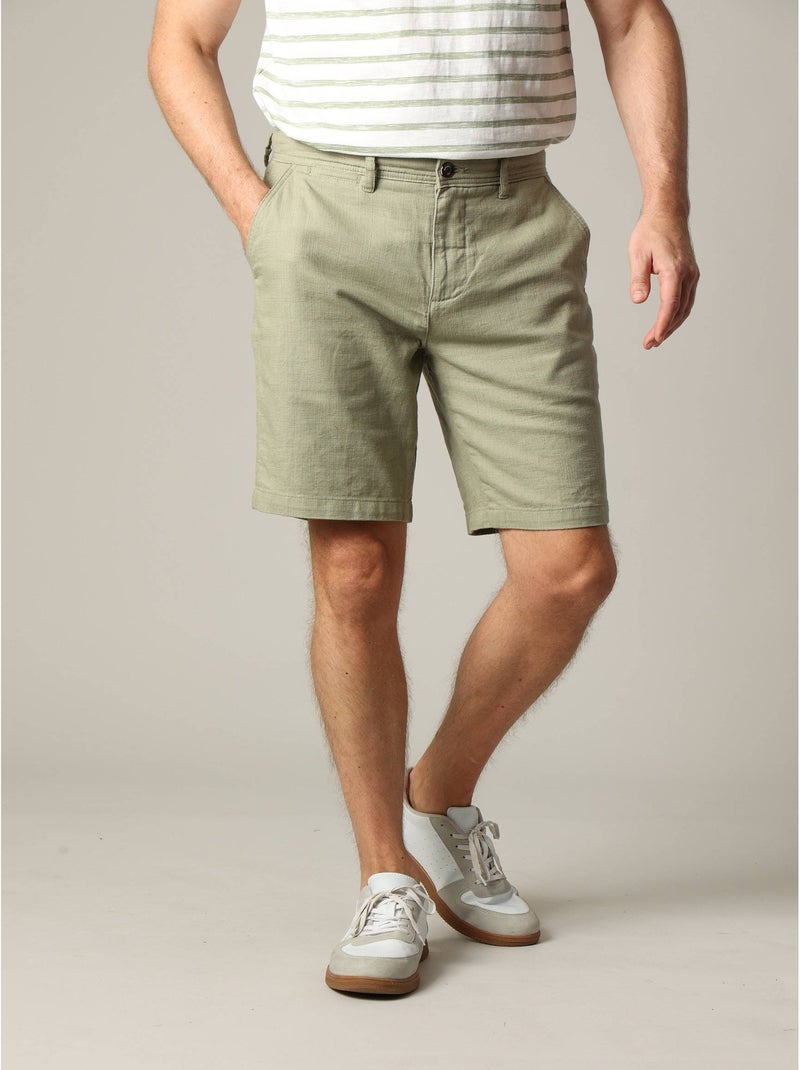 Short uni en coton avec braguette à fermeture à glissière 'Deeluxe' Vert clair - Kiabi