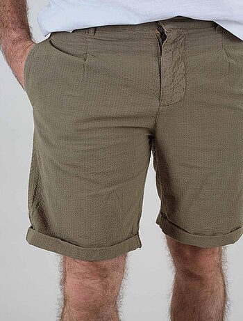 Short Bermuda Homme Taille 42 50% Coton 50% Lin Couleur Vert TBE