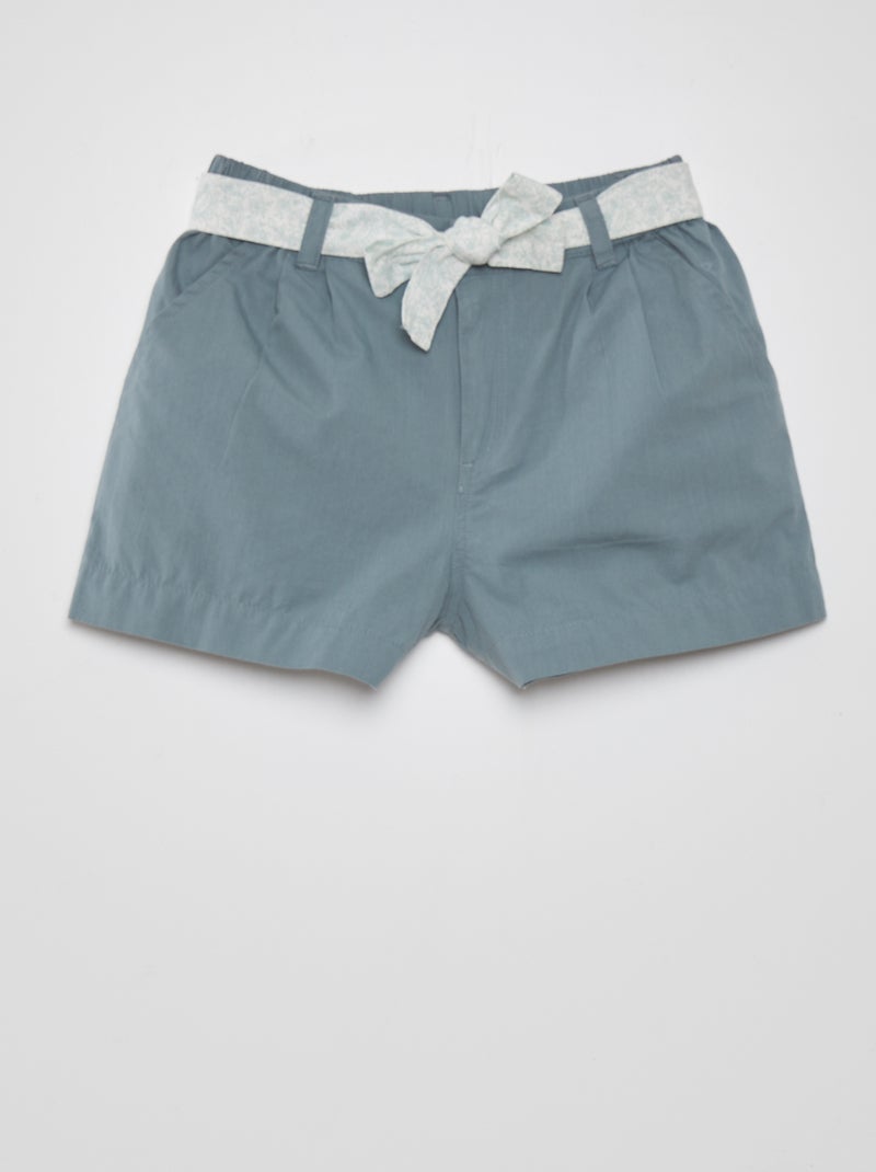 Short uni en coton Kaki - Kiabi