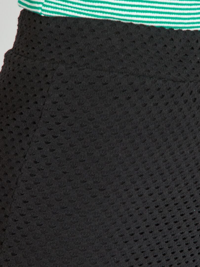 Short uni en crochet à taille haute noir - Kiabi